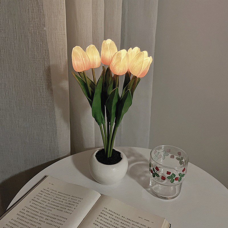 Đèn Ngủ Led Hình Hoa tulip Trang Trí Phòng Ngủ
