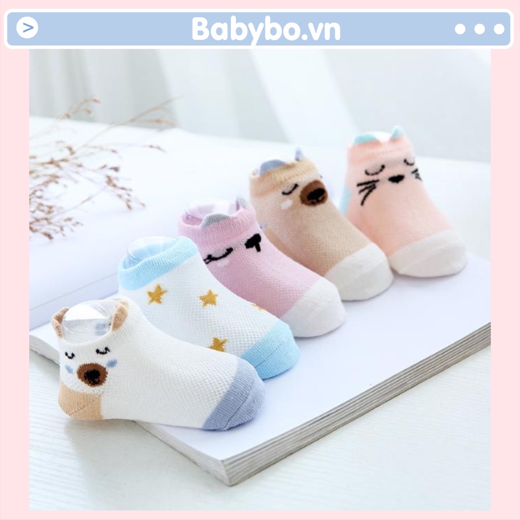Lẻ 1 đôi tất điều hòa cotton cổ thấp thoáng khí Kid's Socks cho bé từ 0-3 tuổi