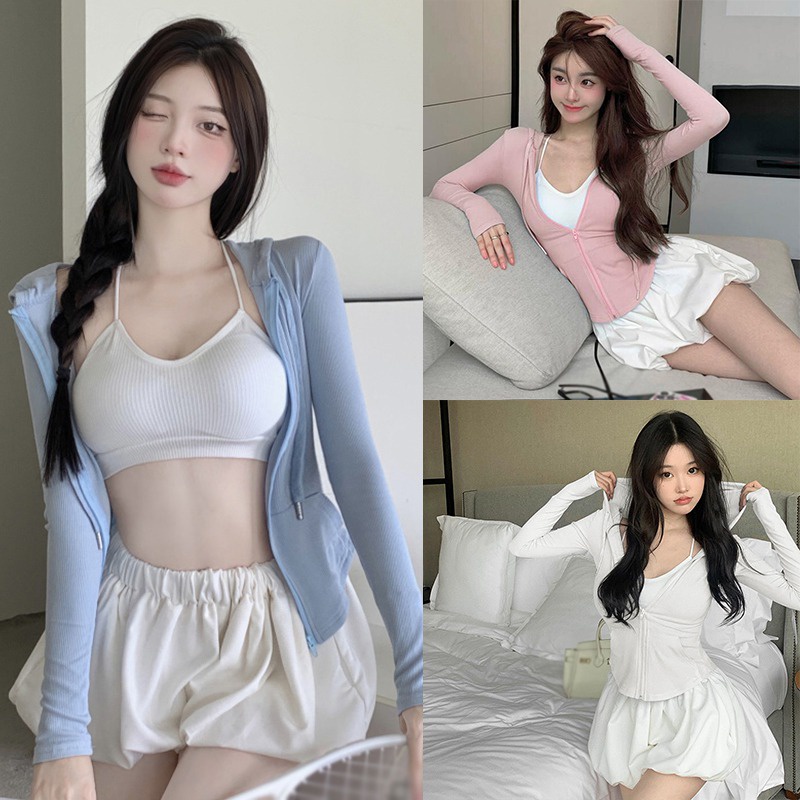 Áo Khoác Chống Nắng Mỏng Nhẹ Màu Sắc Đơn Giản Phong Cách Hàn Quốc Thời Trang Cho Nữ