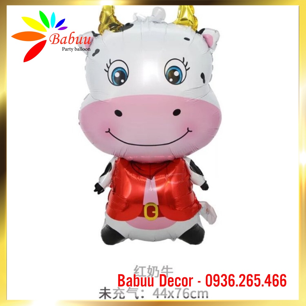 Bóng tráng nhôm hình trâu đỏ/ trâu vàng/ bò sữa cỡ lớn Babuu Decor