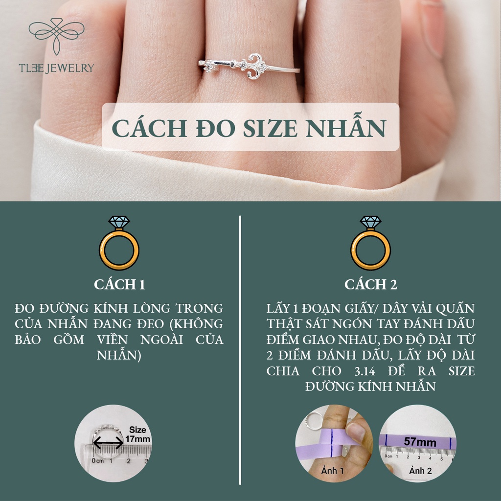 Nhẫn bạc nữ TLEE hoa leo nhỏ đính đá lấp lánh dáng hở thanh lịch NCJ A0186