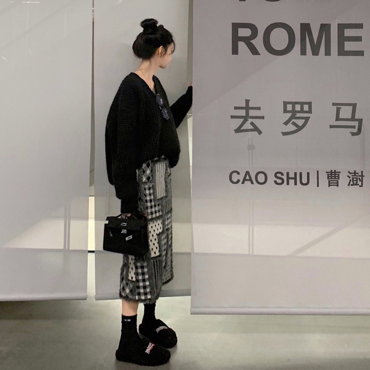 Áo Sweater Dệt Kim Cổ Chữ V Dáng Rộng Thời Trang Mùa Đông Cao Cấp Cho Nữ