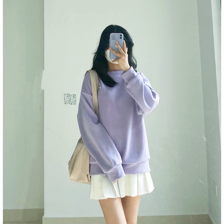 SWEATER logo CHERRY AKA lót nỉ bông đơn sắc basic | BigBuy360 - bigbuy360.vn