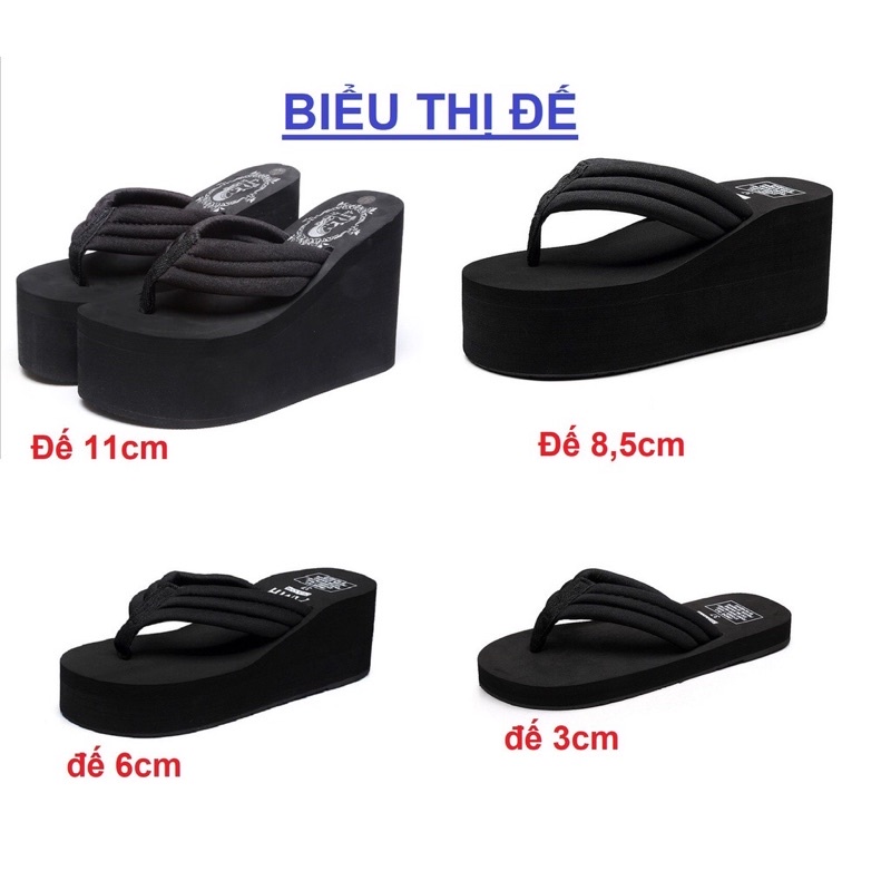 (SẴN HÀNG) Dép kẹp đế xuồng 11cm thời trang đi biển cho nữ