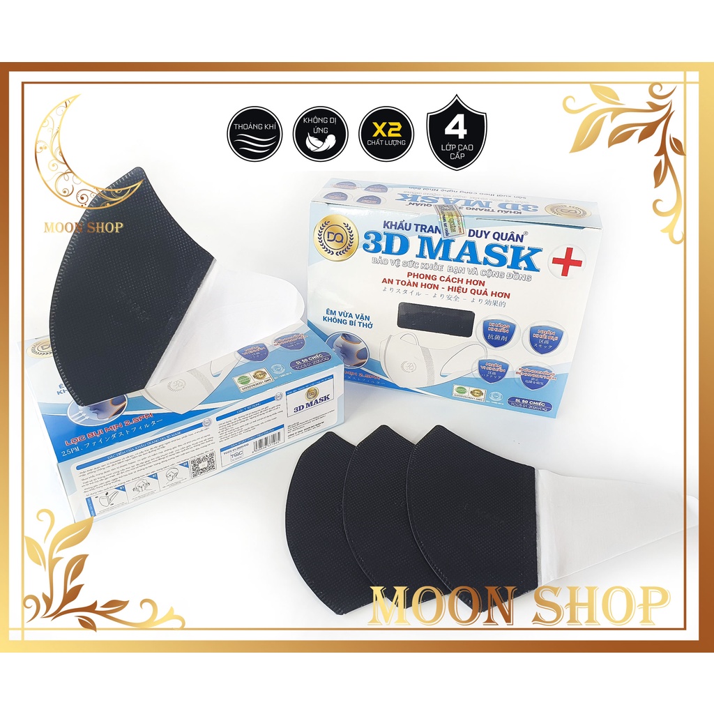 Hộp khẩu trang 3d mask màu Đen 50 cái