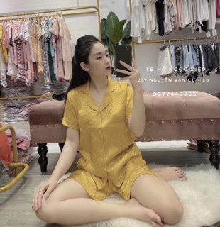 Bộ mặc nhà nữ lụa gấm pijama siêu mát