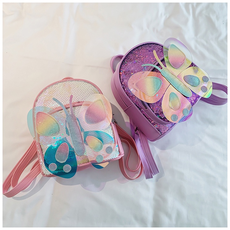 Ba Lô Da pu Mini Đính Kim Sa Lấp Lánh Xinh Xắn Cho Bé Gái