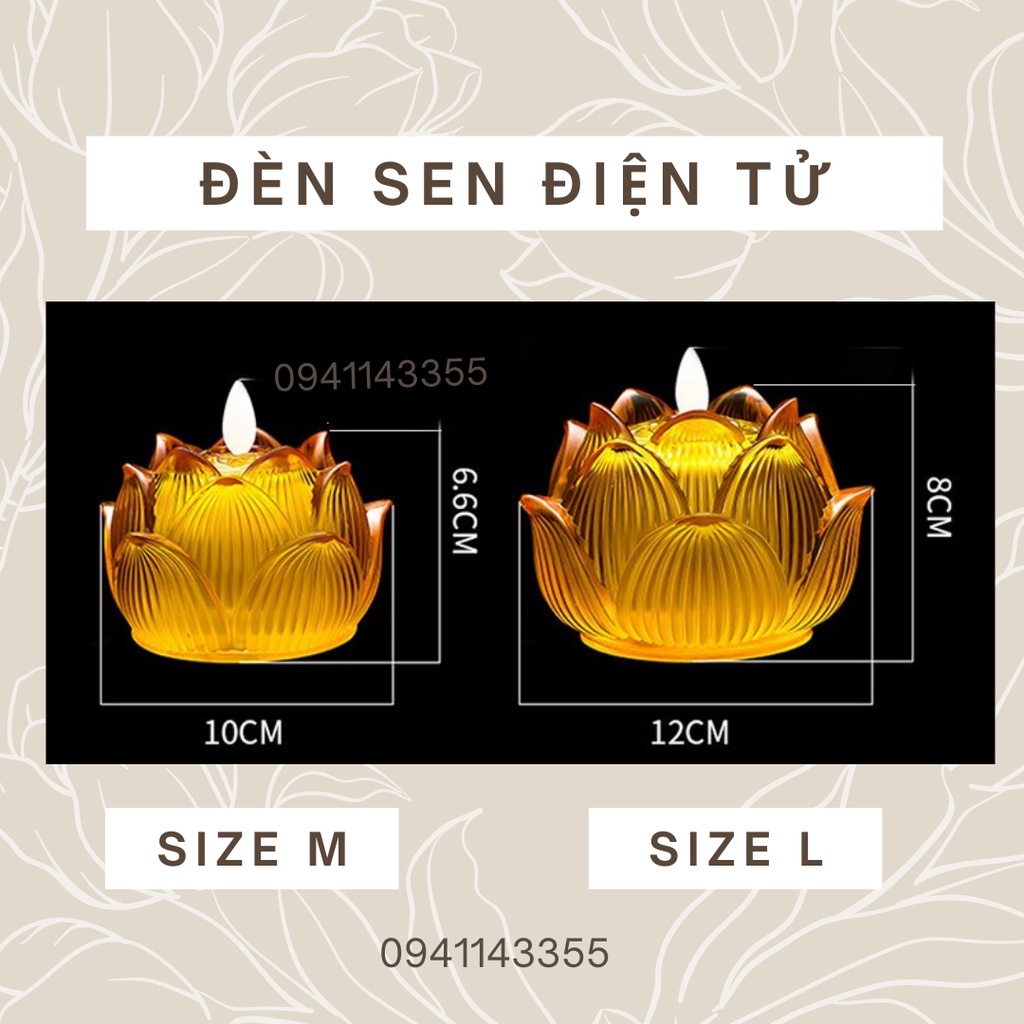 Đèn Nến điện tử Hoa sen pha lê thủy tinh Đèn Led lung linh trang trí, thờ cúng, sử dụng pin 2A - 1 cái đèn