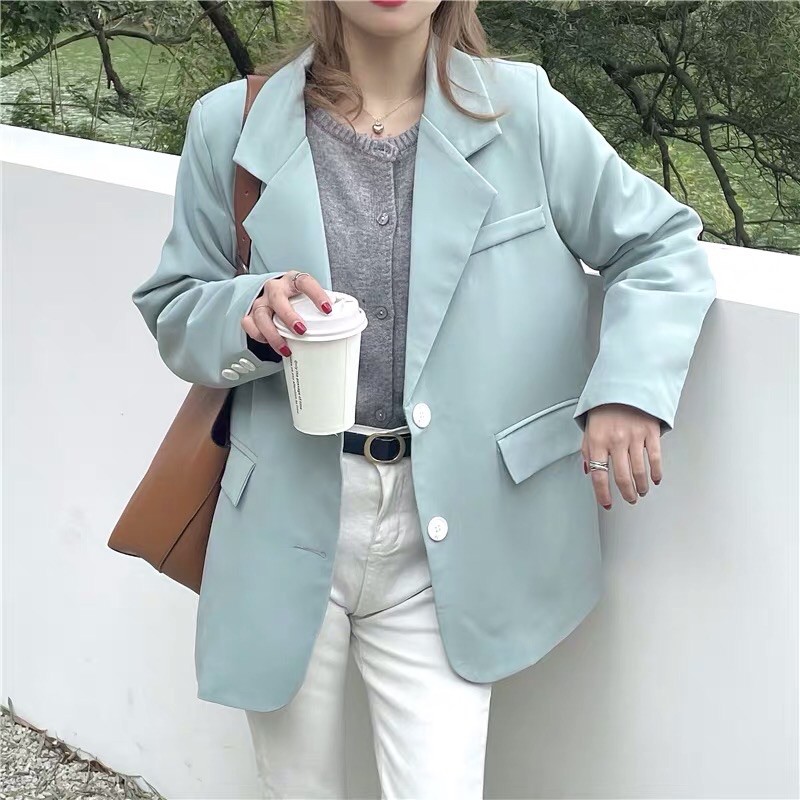 Áo Blazer màu pastel  phong cách uzzlang Hàn - Áo vest blazer nữ Hàn Quốc | BigBuy360 - bigbuy360.vn