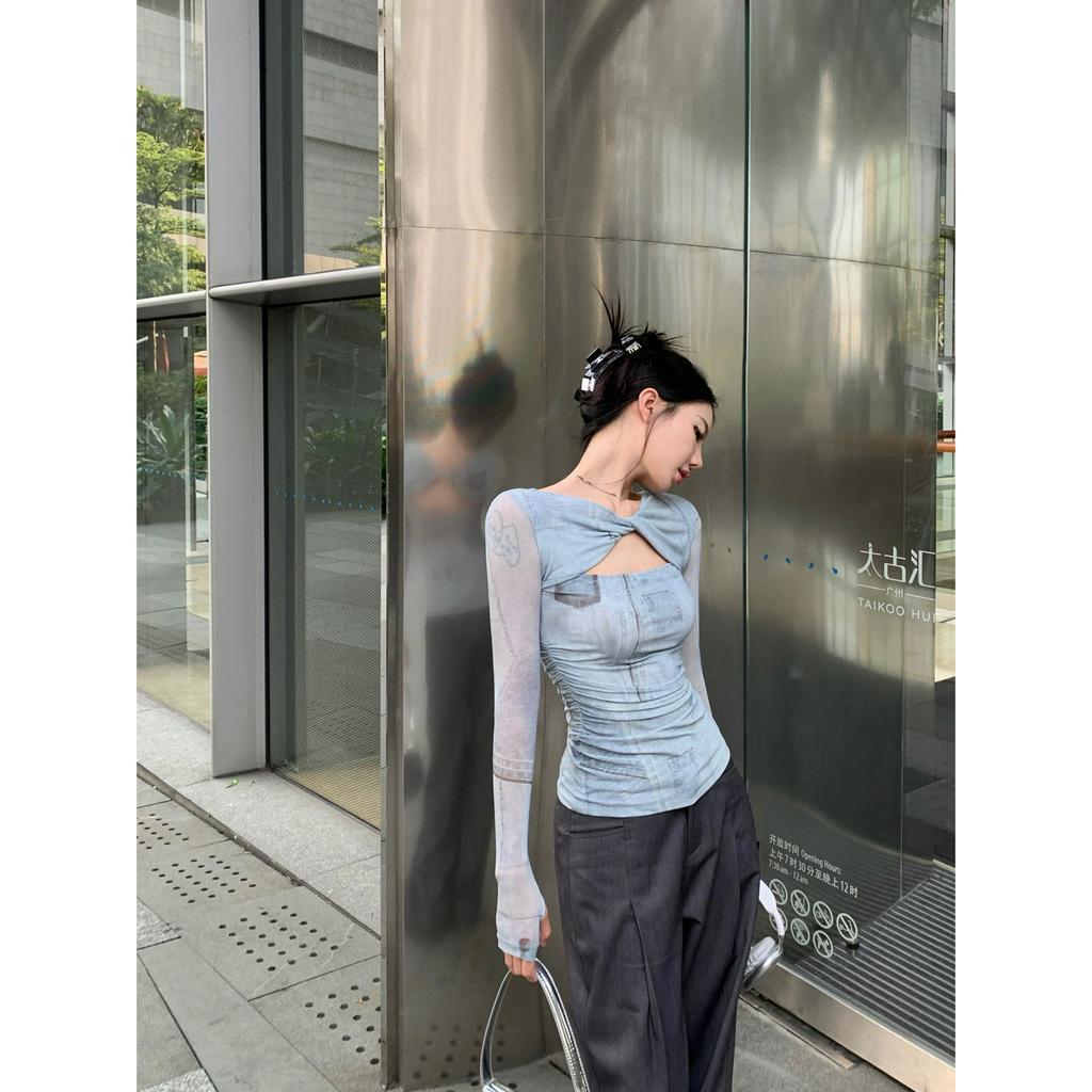 Cocory vn Áo Thun Tay Dài Dáng Ôm Phong Cách Hàn Quốc Thời Trang Mùa Hè Cho Nữ