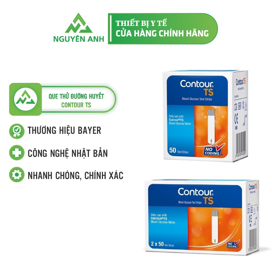 Que thử đường huyết Contour TS độ chính xác 99% khi đo đường huyết (Hộp 50 Que, Hộp 100 Que) - Y Tế Nguyên Anh