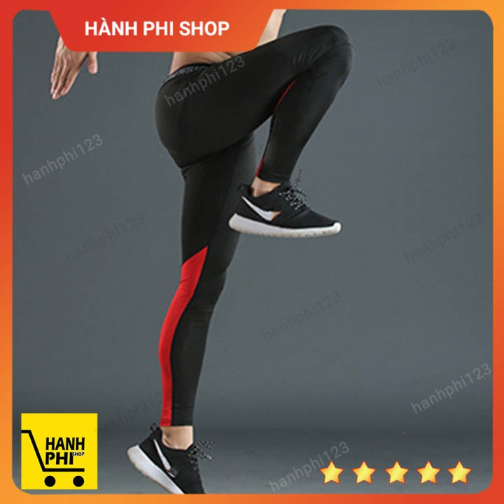 Legging nam PRO COMBAT QL06 dài họa tiết đỏ, Quần giữ nhiệt thể thao nam chuyên tập GYM Hành Phi Shop (màu đen)