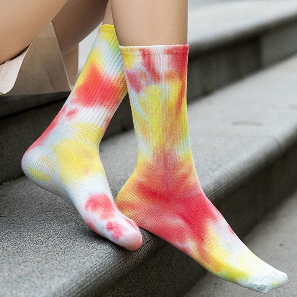 Tất loang nam nữ cổ cao nhiều màu tie dye Flamingo cao cấp màu đẹp