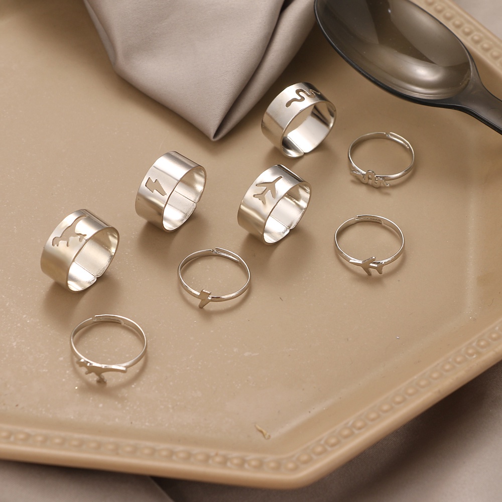 Set 2 Nhẫn Đeo Tay Kim Loại Hình Bướm Vintage Cho Cặp Đôi