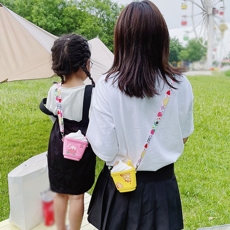 Túi Đeo Chéo Hình Cây Kem Bằng Silicon Dễ Thương Phong Cách Hàn Quốc Cho Bé Gái