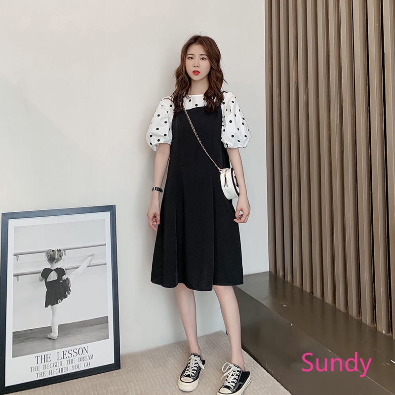Bộ Áo Sơ Mi Chấm Bi + Đầm Yếm Thời Trang Mùa Hè Phương Tây Dành Cho Nữ
