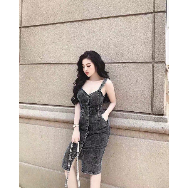 Váy Jean 2 Dây Buộc Dây Eo siu hot Mã SL#V 12 HOT HOT HOT 2019