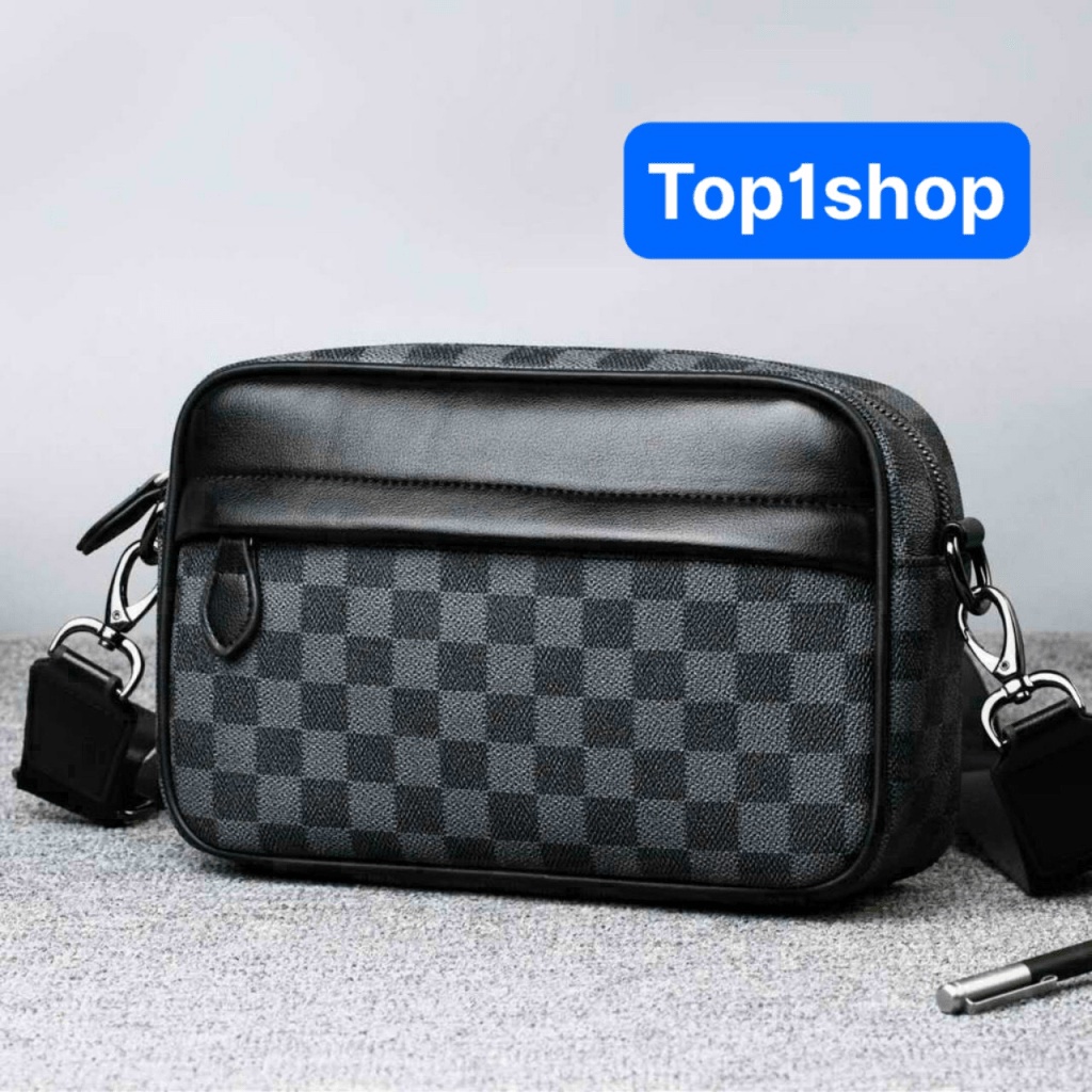 Túi đeo chéo da nam tích hợp ngăn chứa đồ tiện lợi chất PU cao cấp size 25x17x8cm