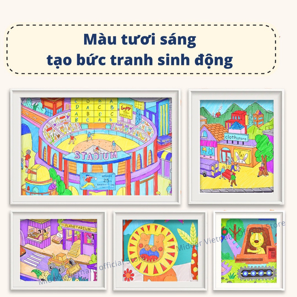 Màu dạ nước xóa được an toàn cho bé Washable Marker Mideer, bộ bút highlight đồ dùng học tập cho bé