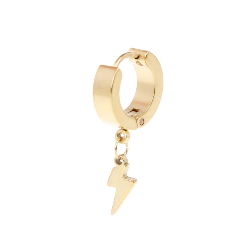 Bông tai thép titan mặt hình sấm sét độc đáo cá tính thời trang