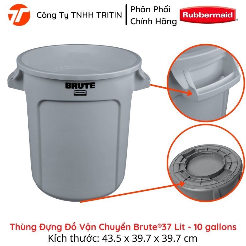 Thùng Nhựa Đa Năng Brute 10 gallons 37 Lit - Cao Cấp RUBBERMAID USA FG261000 | TRITINCO