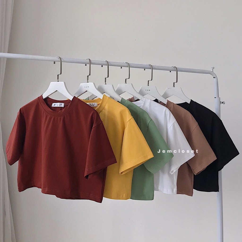 Áo Croptop Cổ Tròn Thun Nữ JEMCLOSET Croptop ABI Trơn Chất Cotton Nhiều Màu From Rộng Thỏa Mái 10084
