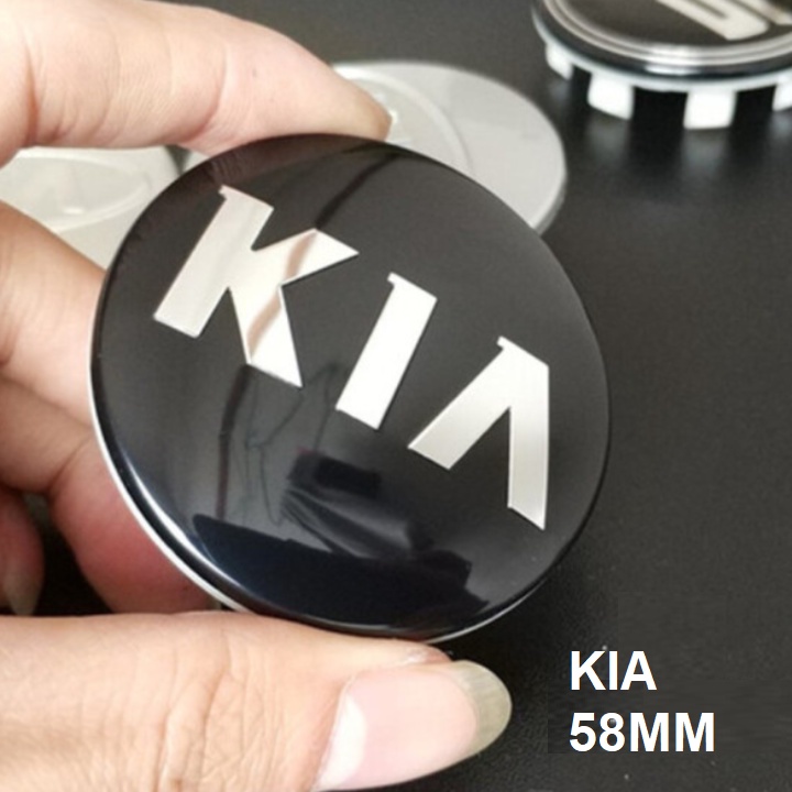 1 chiếc logo chụp mâm, ốp vành bánh xe ô tô Kia, đường kính ngoài 58mm, đường kính trong 53mm chất liệu nhựa ABS cao cấp