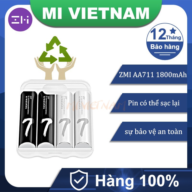 Bộ Pin Sạc Lại ZMI AA711 (4 viên AAA) |Bảo Hành 1 Tháng