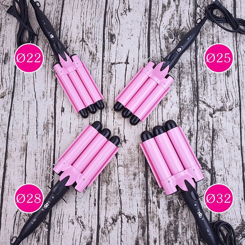 Máy Uốn Tóc Sóng 3 trục Hair Curler ichibai Vàng,hồng,đen ( size 22-25-28-32mm )