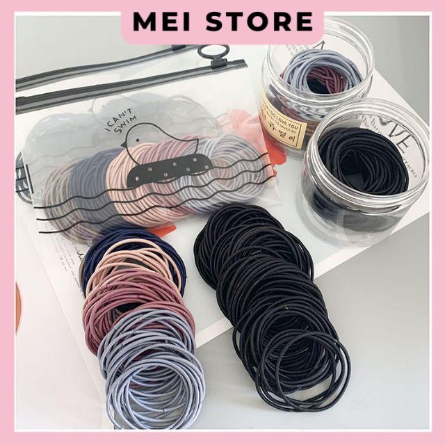 Set 100 Sợi Thun Cột Tóc Kèm Túi Zip