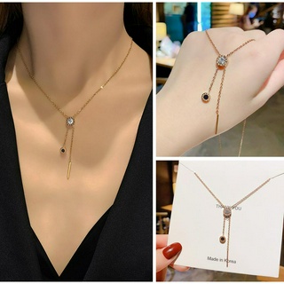 Titanium steel and rose gold necklace with simple collarbone design