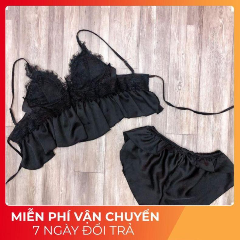 Đồ Ngủ Sexy Nữ Hai Dây Cột Lưng, Bộ Ngủ Sexy Chất Satin Cao Cấp 40-60kg | BigBuy360 - bigbuy360.vn