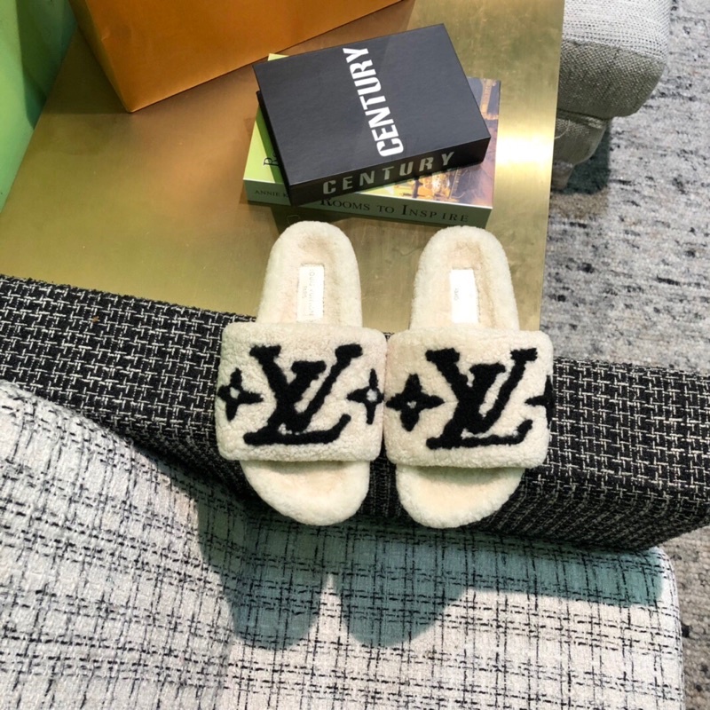 Dép lông cừu LV Louis Vuitton êm ái cao cấp, mẫu mới nhất thu đông 2021