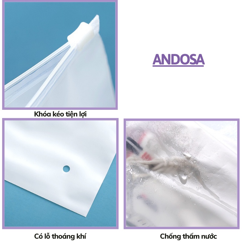 Túi zip có khóa lụa mờ túi dây rút đựng mỹ phẩm quần áo chống nước nhỏ xinh ANDOSA TCN04