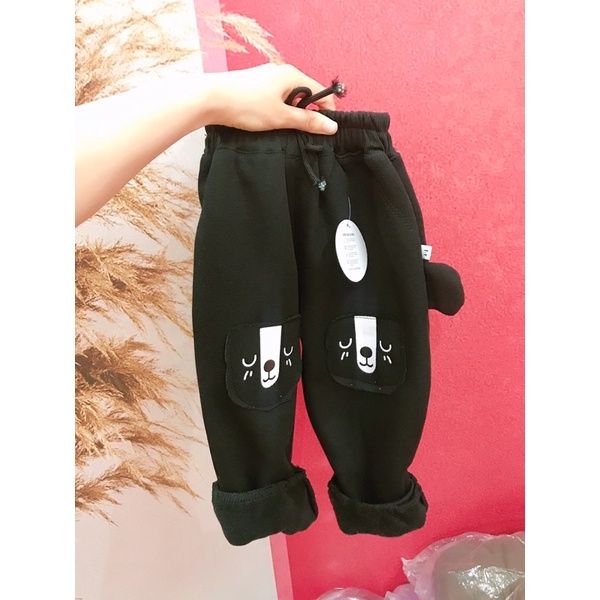 Quần nỉ bông da cá tai thỏ chất liệu lót nỉ bông bên trong dày dăn cho bé trai size 10-18kg