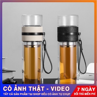 Bình Giữ Nhiệt Thủy Tinh Pha Trà 2 Lớp 400ml Chịu Nhiệt