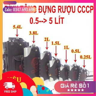 [ẢNH THẬT-7 CỠ ] Bình tông inox đựng nước, đựng rượu các cỡ từ 1 lít --> 5 lít tặng kèm bao da chất lượng cao,chắc cỠ