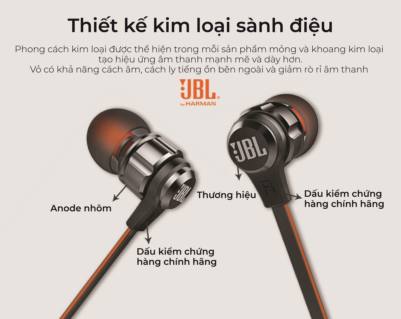 Tai nghe có dây JBL T180A (In-Ear), màng loa Titanium công nghệ Harman, hiệu ứng Purebass, âm thanh siêu thực, có Microphone HD kiêm Media, jack 3.5mm mạ vàng dùng cho máy tính và điện thoại. Tặng kèm hộp đựng.