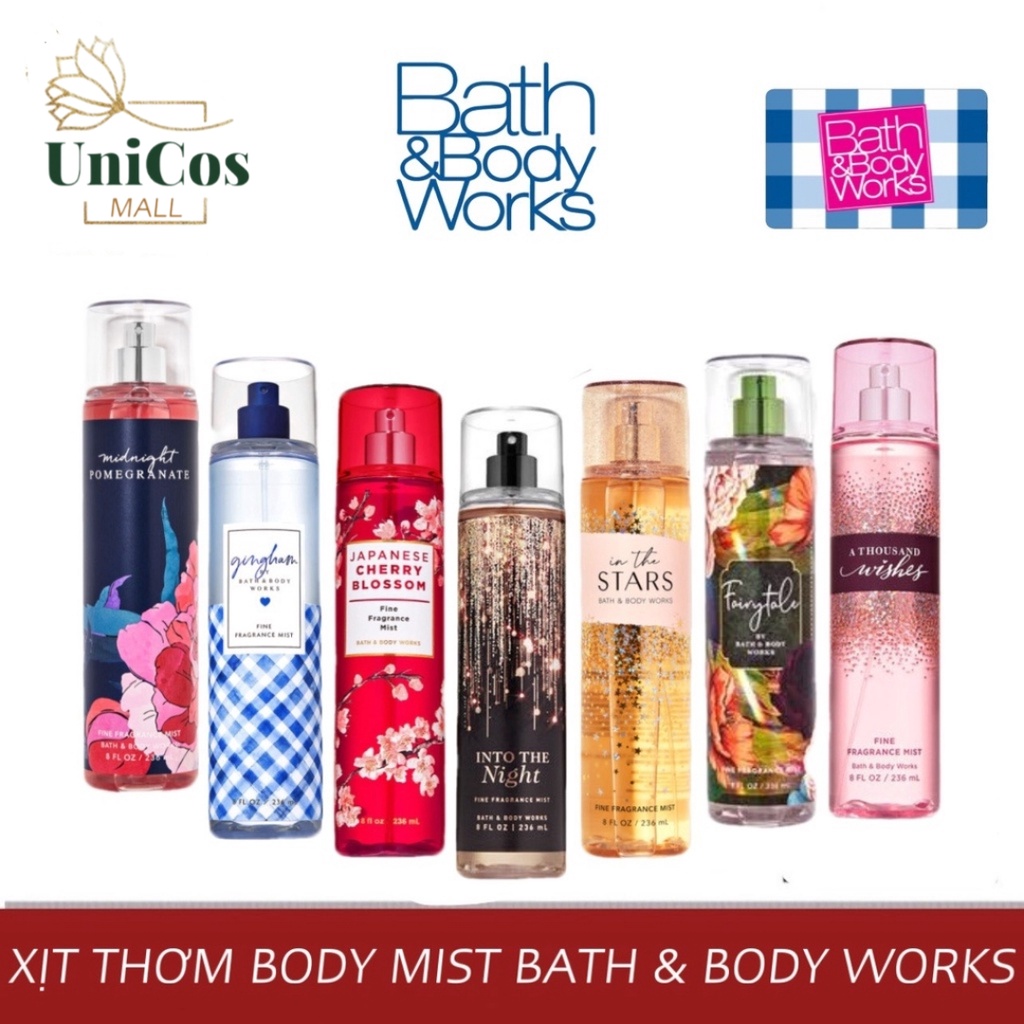 Xịt thơm Body Mist Bath &amp; Body Work , nước hoa xịt thơm toàn thân 5ml