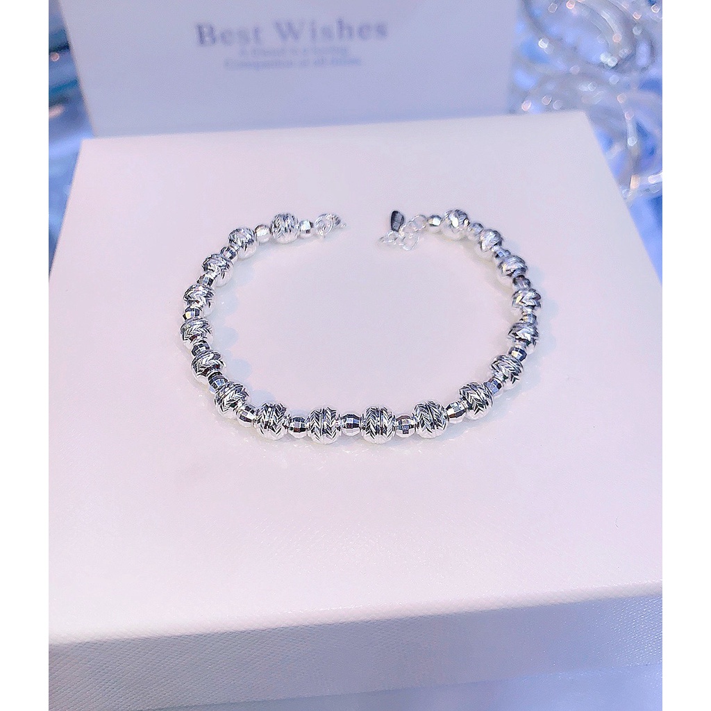 Lắc tay bi bạc ta phay sáng lấp lánh,Vòng tay nữ bi bạc 6 ly-Minh Tâm Jewelry
