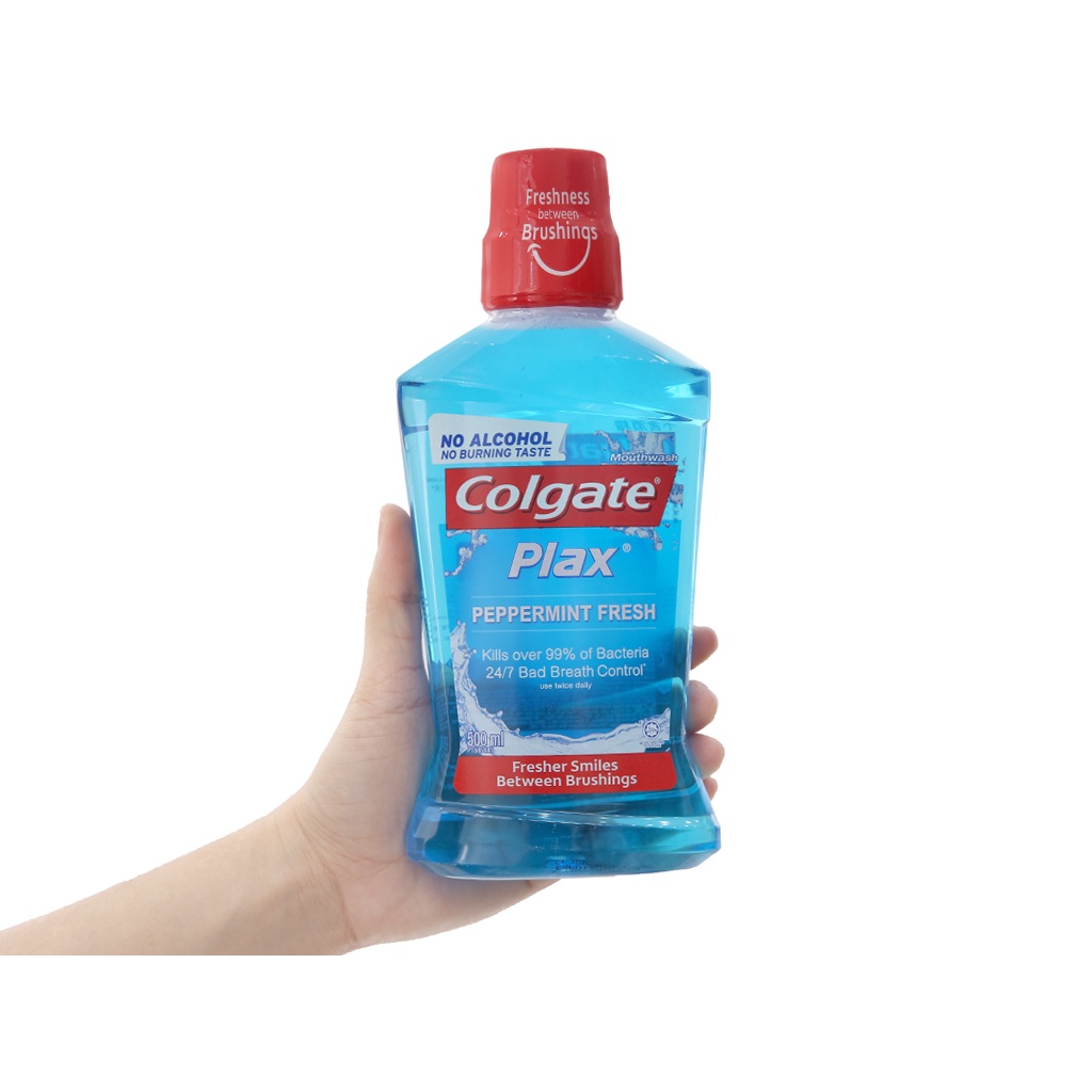 Combo 4 Nước xúc miệng Colgate Plax Bạc hà peppermint (Xanh dương) 500ml x 4