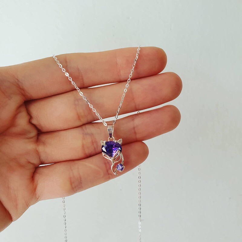 DÂY CHUYỀN BẠC MẶT HỒ LY TÍM PHONG THUỶ BẠC TA