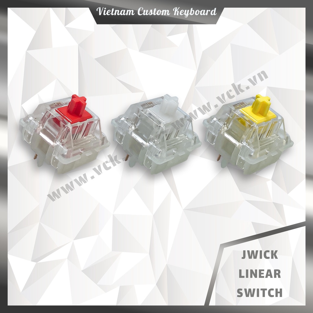 Jwick Linear Switch Lubed 105-205 | Lựa Chọn Thay Thế Gateron &amp; Akko CS | Red / Yellow / Clear | VCK