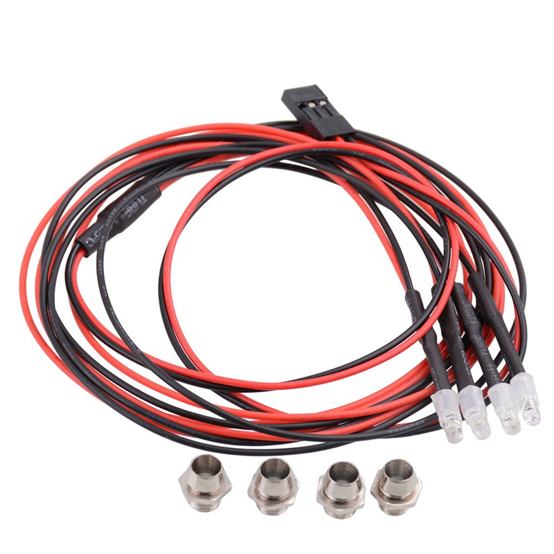 4 Bộ đèn LED 2 Trắng 2 Đèn pha 3mm Đỏ cho 1 '24 RC Crawler Car Axial SCX24 90081 AXI00002 Bộ phận nâng cấp
