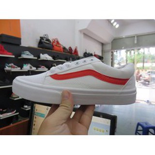 (Box + FreeShip) Giày vans old skool trắng sọc đỏ