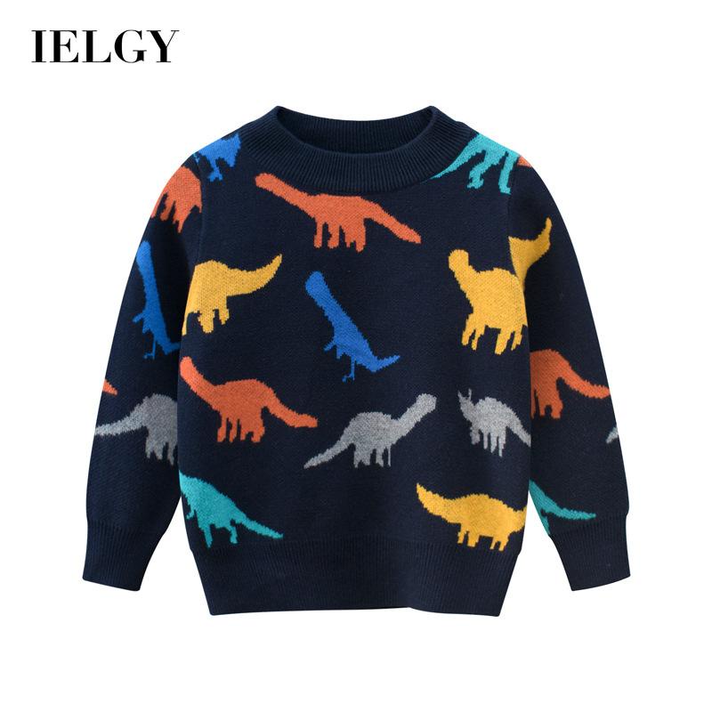 Áo sweater IELGY tay dài cổ tròn in họa tiết khủng long thời trang Hàn Quốc