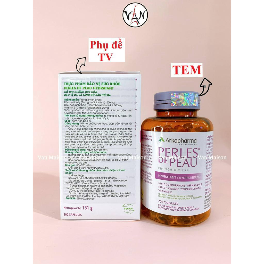 Viên uống đẹp da hoa anh thảo và lưu ly arkopharma perles de peau hydratant 200 viên