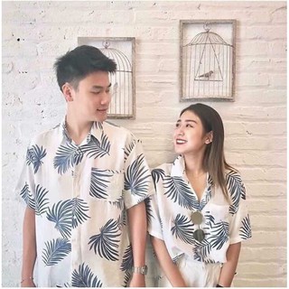 Áo sơ mi đi biển, đồ đôi, đồ hội nhóm du lịch nam nữ free size họa tiết lá cọ Bikini191