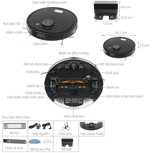 [Mã ELHA10 giảm 6% đơn 5TR] Robot hút bụi Ecovacs Deebot Ozmo T8 AIVI - Hàng chính hãng (Bản Quốc Tế)