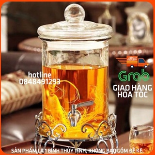 Bình ngâm rượu thủy tinh có vòi 5 Lit trụ trơn